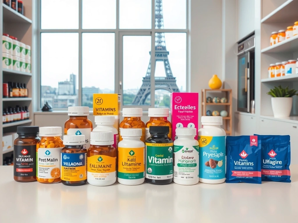 Assortiment de vitamines et compléments Eiffelvitvb
