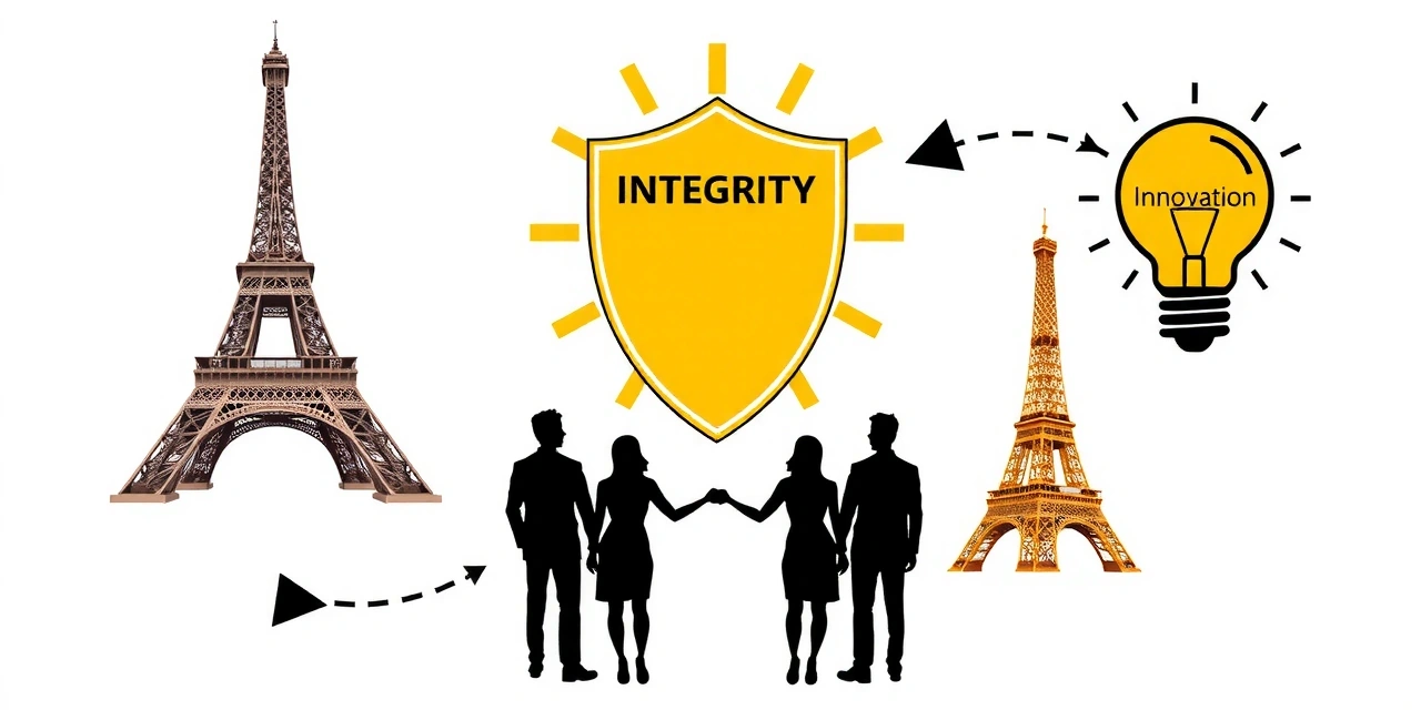Représentation des valeurs d'Eiffelvitvb : intégrité, innovation et communauté