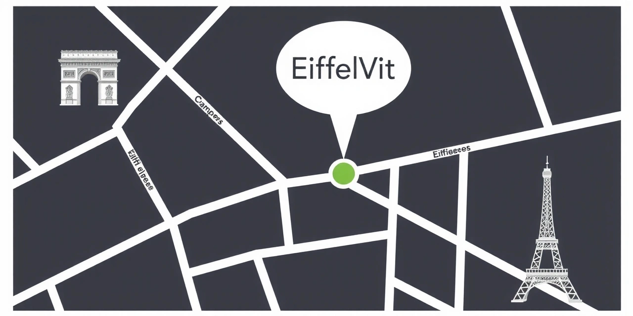 Carte stylisée montrant l'emplacement stratégique d'Eiffelvitvb à Paris
