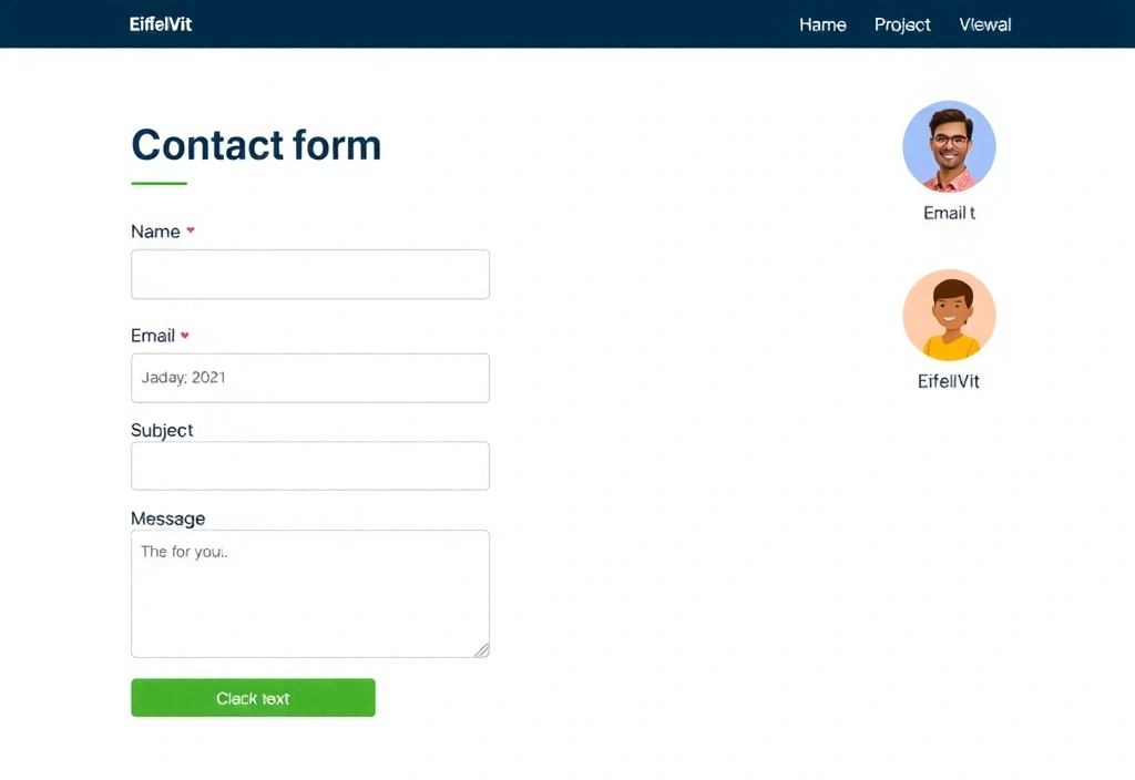 Illustration d'un formulaire de contact professionnel pour Eiffelvitvb